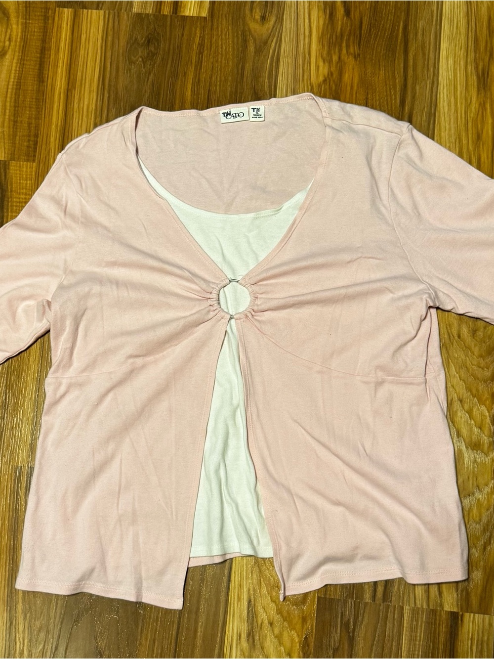 Vintage Cato Light Pink Ring-Front Layered Women's Top